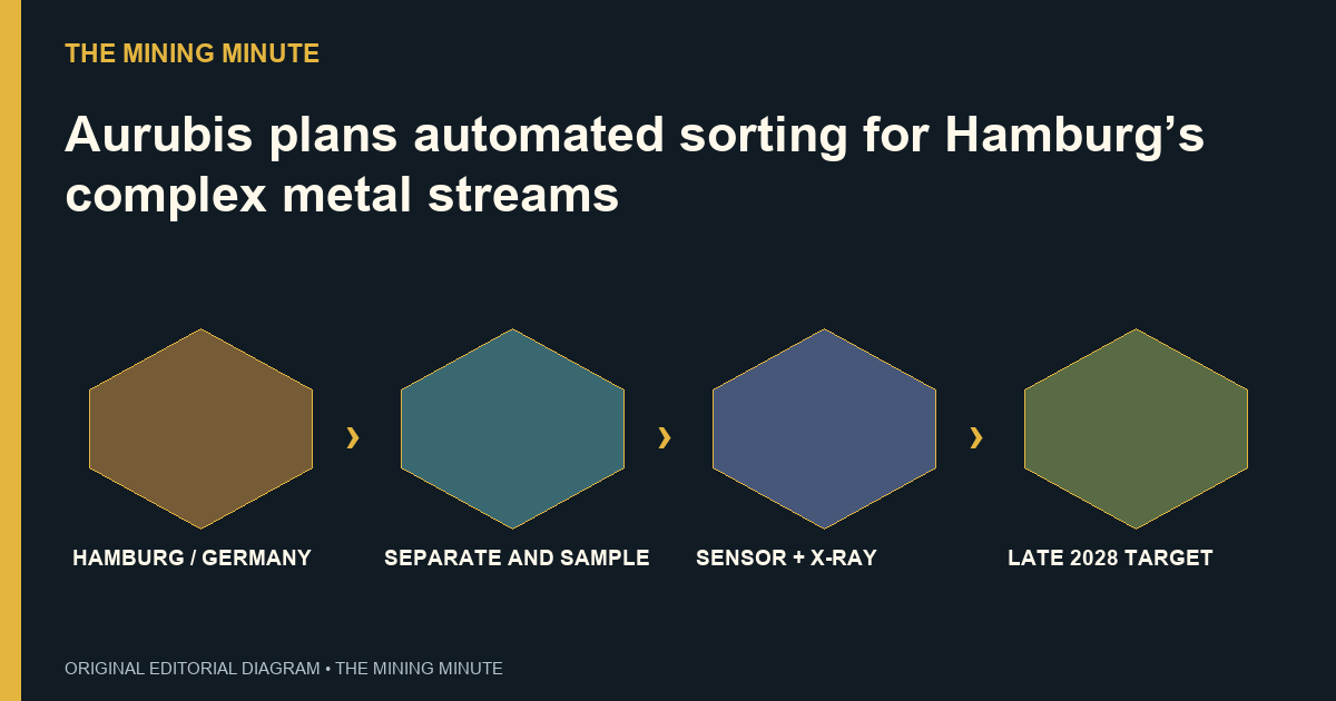 Aurubis plans automated sorting for Hamburg’s complex metal streams — four-step explanatory diagram